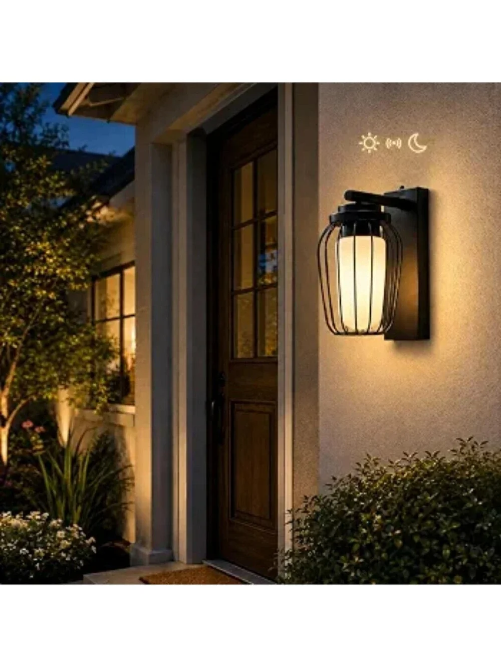 Outdoor Wall Light Lantern Sconce with Dusk-to-Dawn Photocell, Bulb Included